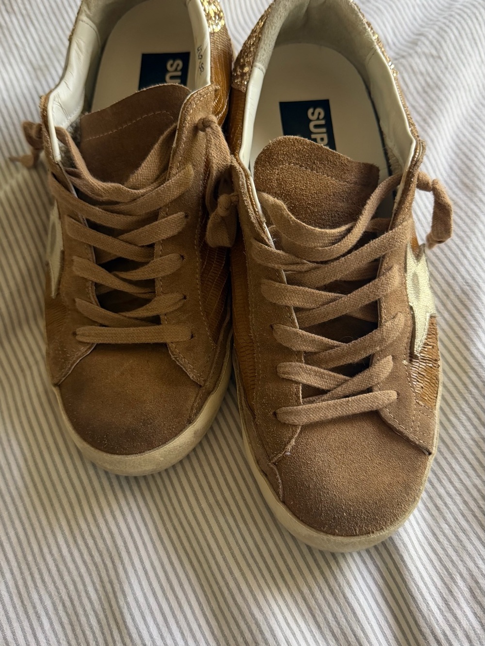Golden Goose Brown Suede Sneakers with Gold Star